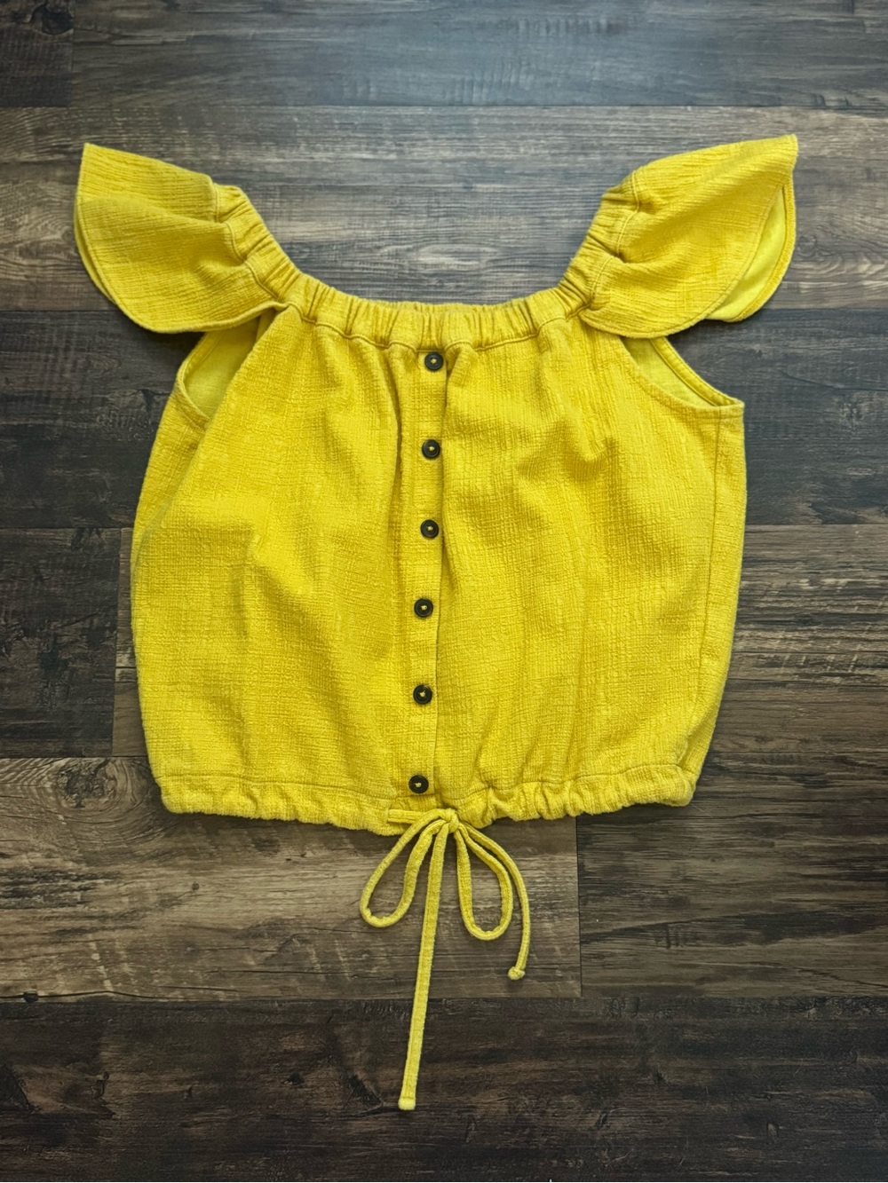 Madewell Yellow Ruffle Sleeve Crop Top